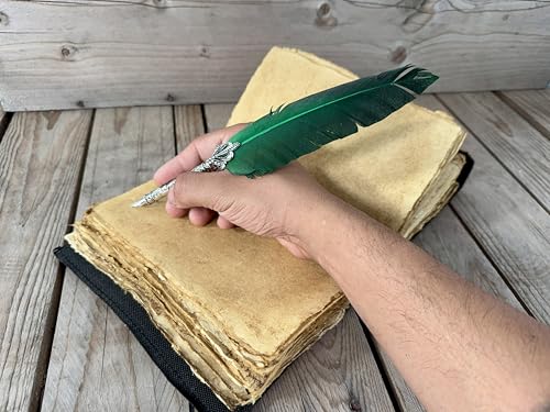 Lapis – Diário de couro preto com lua tripla A5 | Pedra lápis-lazúli na parte superior | 200 páginas