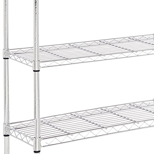 AmazonBasics 4-Shelf Adjustable, Heavy Duty Storage Shelving Unit (350 lbs loading capacity per shelf), Steel Organizer Wire Rack, Chrome (36L x 14W x 54H)