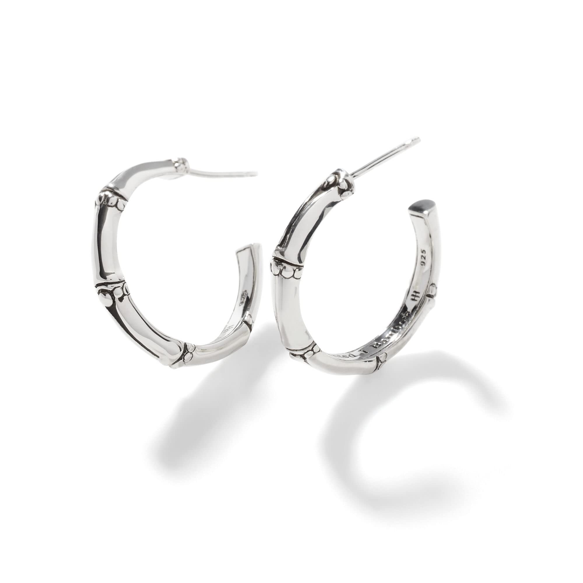 Bamboo Silver Hoop Earrings
