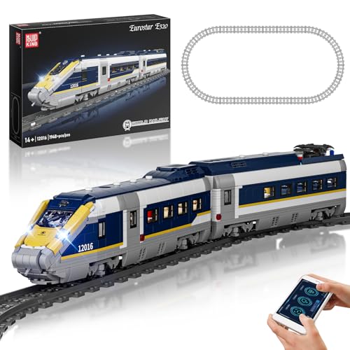 Mould King 12016 Technik Ferngesteuertes Zug Modellbausatz E320 Klemmbausteine Zug Eisenbahn Bausteine Personenzug mit LED Licht Kompatibel mit Andere Marken(1948 Teile)
