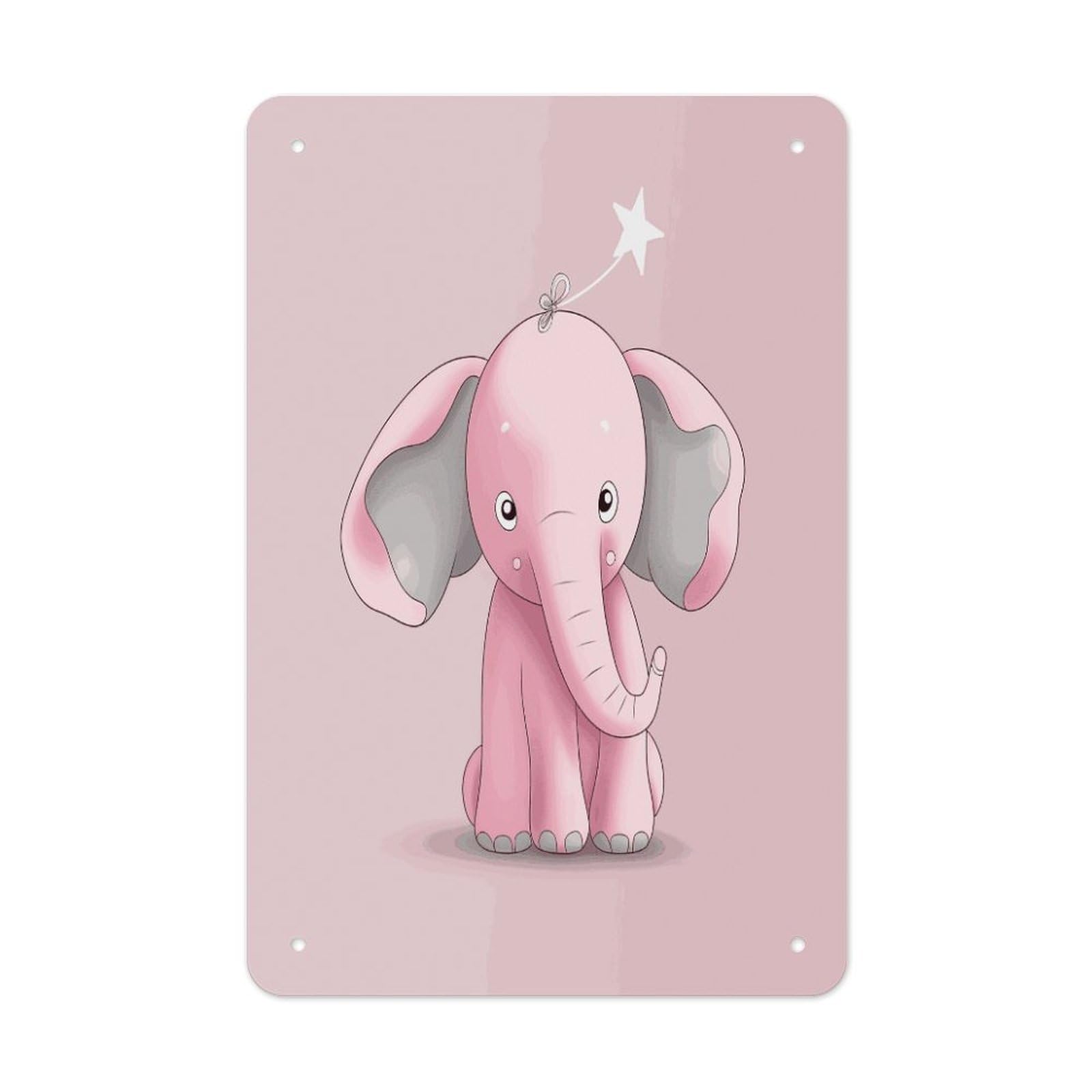 LDGSUPH Pink Elephant Wall Art Prints Folded Edge Iron Sheet Painting with Holes for Wall Prints Decorative Picture Metal Signboard Decor Painting for Outdoor Indoor Wall Decor