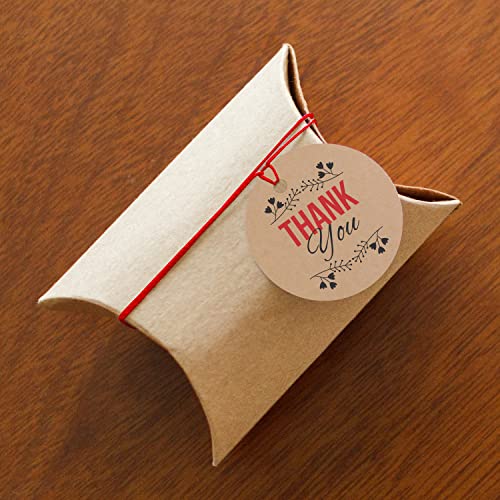 Image of Clickedin - 50 Pieces Thank You Brown Tags for Packaging with String