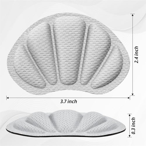 Image of Heel Cushions for Shoes, 12Pcs Mesh Self-Adhesive Back of Heel Cushion Inserts, Reusable Gray Shoe Heel Pad for Women Men Shoes Too Big