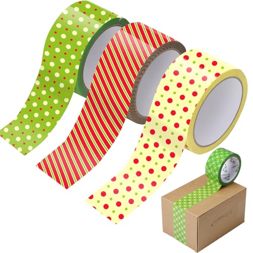 Ctosree 3 Rolls Packaging Tape 50 Yard x 2 Inch Decorative Printed Duct Wrapping Tape for DIY Crafts Scrapbooking Crafting Boxes Decorations (Polka Dots)