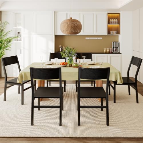 Image of Feonase Dining Chairs Set of 6, Modern Kitchen Chairs with Ergonomic Backrest, MDF Board and Metal Legs, Dinner Chairs for Dining Room, Kitchen and Living Room, Easy Assembly, Black