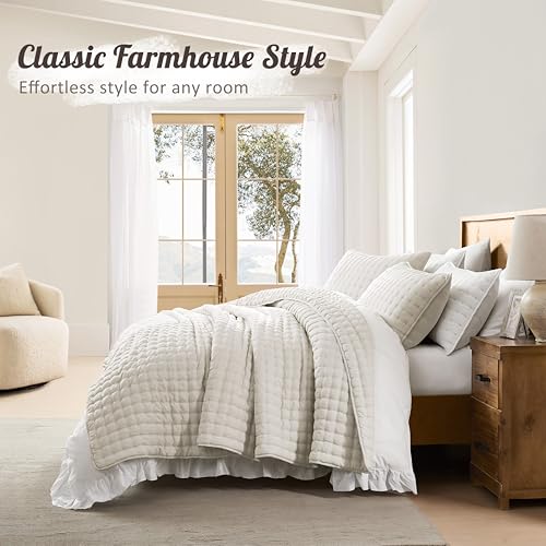 Image of WDCOZY Cloud Soft Quilt Set, Oversized King Size, Ivory, 116x106 inches
