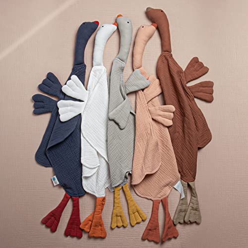 Image of lulumoon Goose Security Blanket: Muslin Lovey for Babies Travel & Daycare - Skin-Friendly Snuggle Toy for Self-Soothe