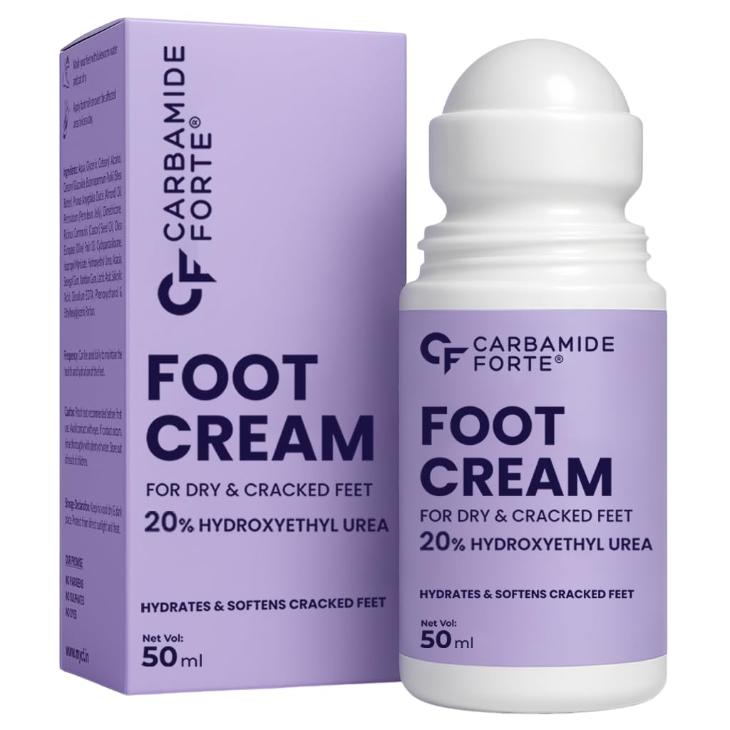 Carbamide Forte 20% Urea Foot Cream Roll-On 50ml | Foot roll on for cracked heels | With Lactic Acid, Shea Butter & Olive Oil | Helps Repair, Exfoliate & Moisturise Cracked Heels