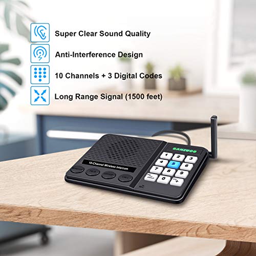 Intercoms Wireless for Home - GLCON Wireless Intercom 1 Mile Long Range 10 Channel 3 Code - Room to Room Home Intercom System for House Office Business Gate (3 Packs) [2020 New Version] - Thumbnail 2