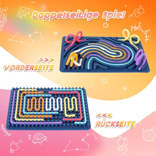ddLUCK Sensorik Spielzeug Activity Board, Silikon Sensory Toys Fidget Spiel Zur Autismus, Stress, ADHD, Anxiety Spiele Play Toy Für Kinder ab 3 Jahr & Erwachsene, mit Reisetasche & 20 Schnüren