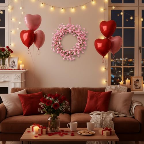 Canlierr 1 Pack 71 Inch Artificial Forsythia Branches Faux Flower Vine Garland Forsythia Flower Hanging Wreath Floral DIY Decoration for Front Door Home Indoor Spring Wedding Easter Decor (Pink) - Thumbnail 5