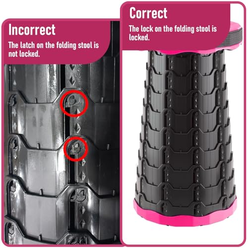 Image of Doseno Upgraded Foldable Stool Thickened, Portable Collapsible Stool Retractable Stool, Foldable Portable Collapsible Chair for Fishing, (Red) (Pink, 2pack)