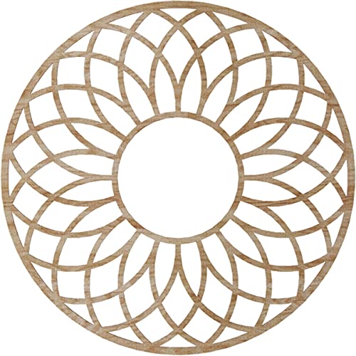 Image of Ekena Millwork 34 inchOD x 11 5 /8 inchID x 1 /4 inchT Cannes Wood Fretwork Pierced Ceiling Medallion, Red Oak