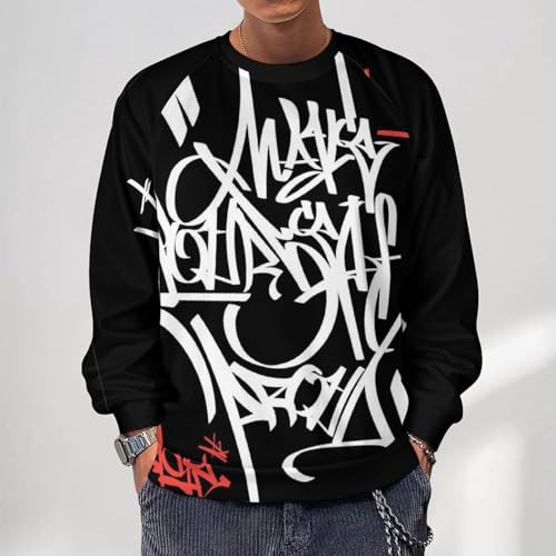 Men's Trendy Sweatshirts Graffiti Print Hip Hop Graphic Casual Crewneck Long Sleeve Pullover2
