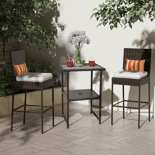 Sundale Outdoor Bar Table, Patio 36 Inch Height Wicker Pub Counter With Umbrella Hole thumb #1