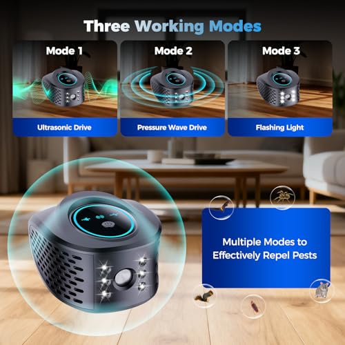 Image of Rodent Repellent Ultrasonic Plug in, 360Ultrasonic Pest Repeller Indoor with LED Strobe Light for House & Kitchen, Plug Squirrel Repeller Device with Pressure Waves for Attic Garage