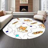 Design&I Area Rug 6, Glowing Gourmet Feline Tapestry with Sparkling Celebration Bulbs, Machine Washable, Stain Resistant Indoor Rug for Living Room, Bedroom, Non Slip (Orange, 6)