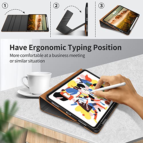 Holimet Ipad Pro 12.9 Case 2022 6Th/5Th/4Th/3Rd Generation Case 2021 2020 2018 With Pencil Holder Pocket Strap Folio Stand Cover Soft Tpu Back Shockproof, Auto Sleep/Wake,Vegan Leather #TOP5