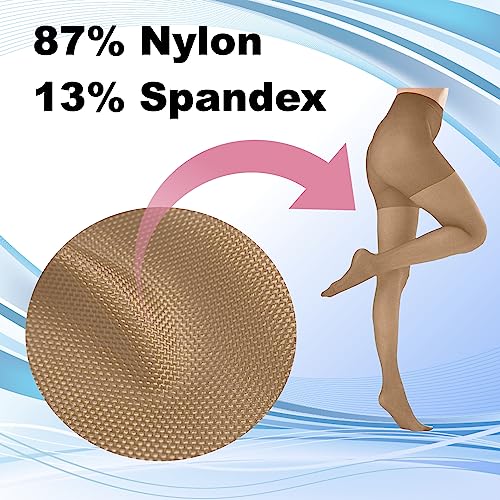 Image of Women's Ladies Plus Size Queen Mild Compression Microfiber Pantyhose /Tights Stockings Suntan 3X