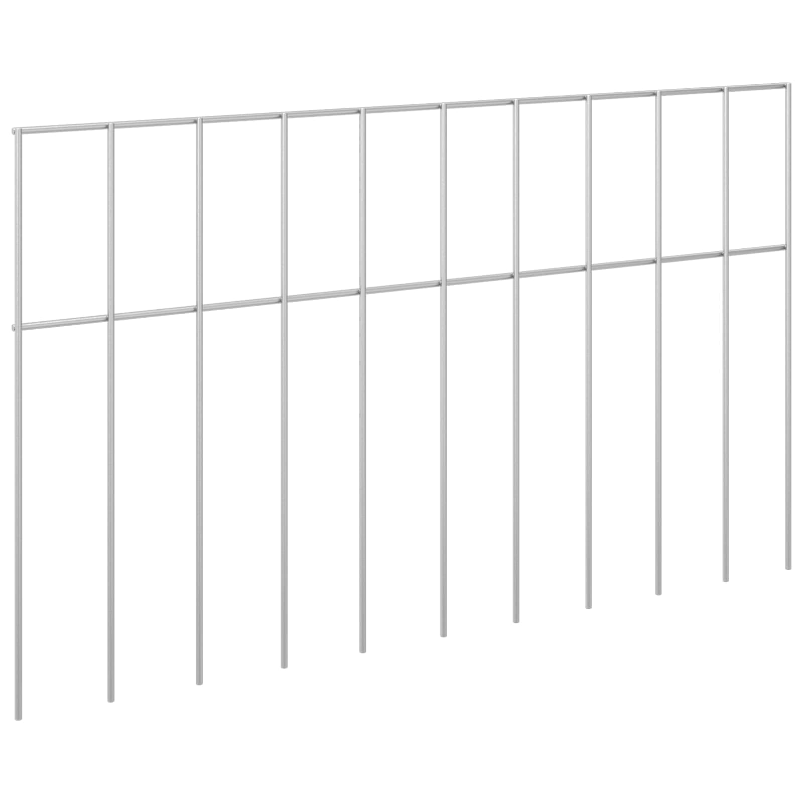 vidaXL Garden Fence Panel 48 Pieces Galvanised Steel Garden Fence Panel Modern Steel Weatherproof Decorative Iron Barrier