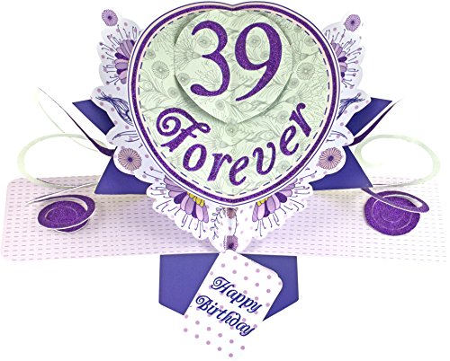 Suki Gifts International Tarjeta desplegable de cumpleaños con inscripción en inglés de «39 Forever&Raquo