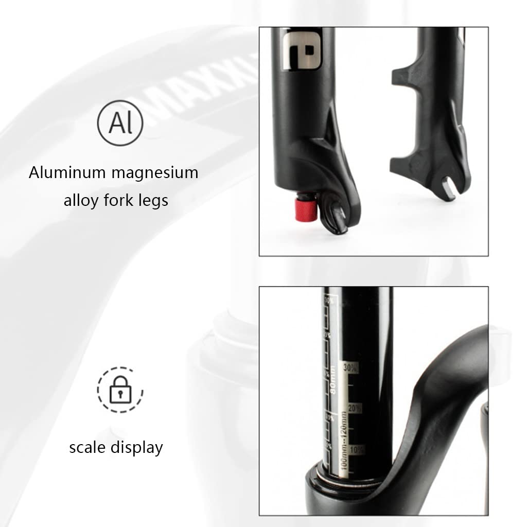 26" 27,5" 29" widelec pneumatyczny MTB XC AM ultralekki widelec do rowerów górskich z regulowanym odbiciem, QR 1 1/8" 1/2", skok sprężyny 9 mm, 100 mm ręczny / pilot blokady.