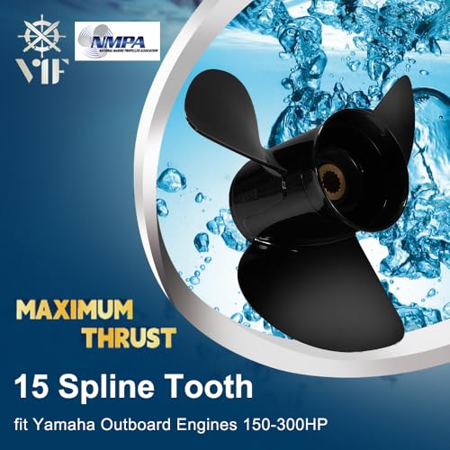 Image of VIF OEM Upgrade Aluminum Boat Propeller Compatible with Yamaha 150hp 175hp 200hp 220hp 225hp 250hp 300hp F150 F175 F200 F225 Outboard Engines,15 Tooth,Rh