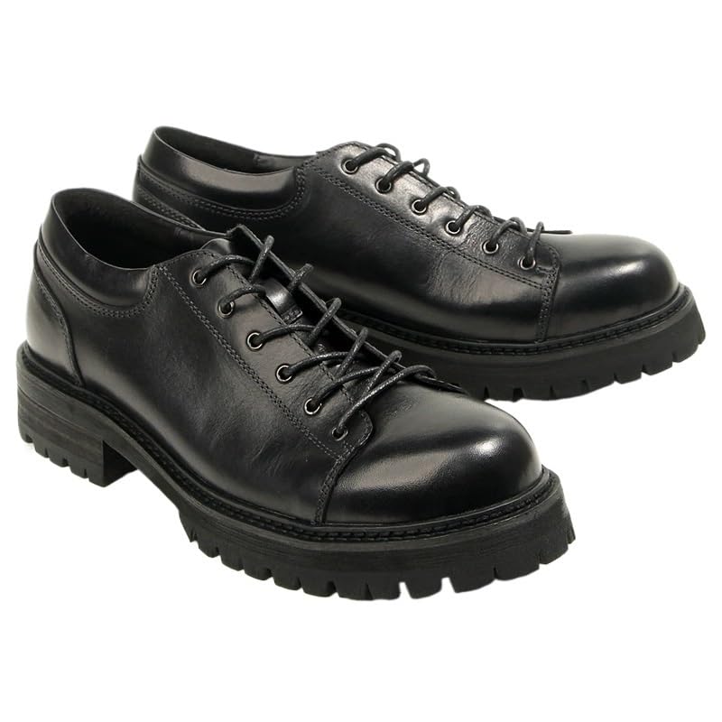 Men's Casual Leather Shoes Thick-Soled Shoes Round Toe Polished Craft Non-Slip Rubber Soft Sole Lace-ups Breathable Durability Brown Dress Shoes(D,8)3