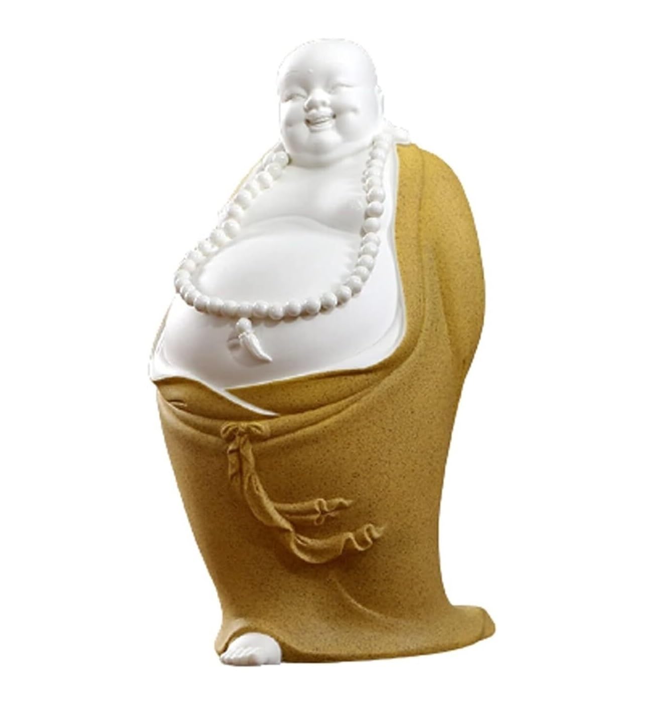 GAOJUNAN Buddha Statue,Zen Altars, Laughing Buddha Statue Chinese Big Belly Money Maitreya Sculpture Figurines For Home Garden Decoration Desk Shelf Decoration(Yellow)