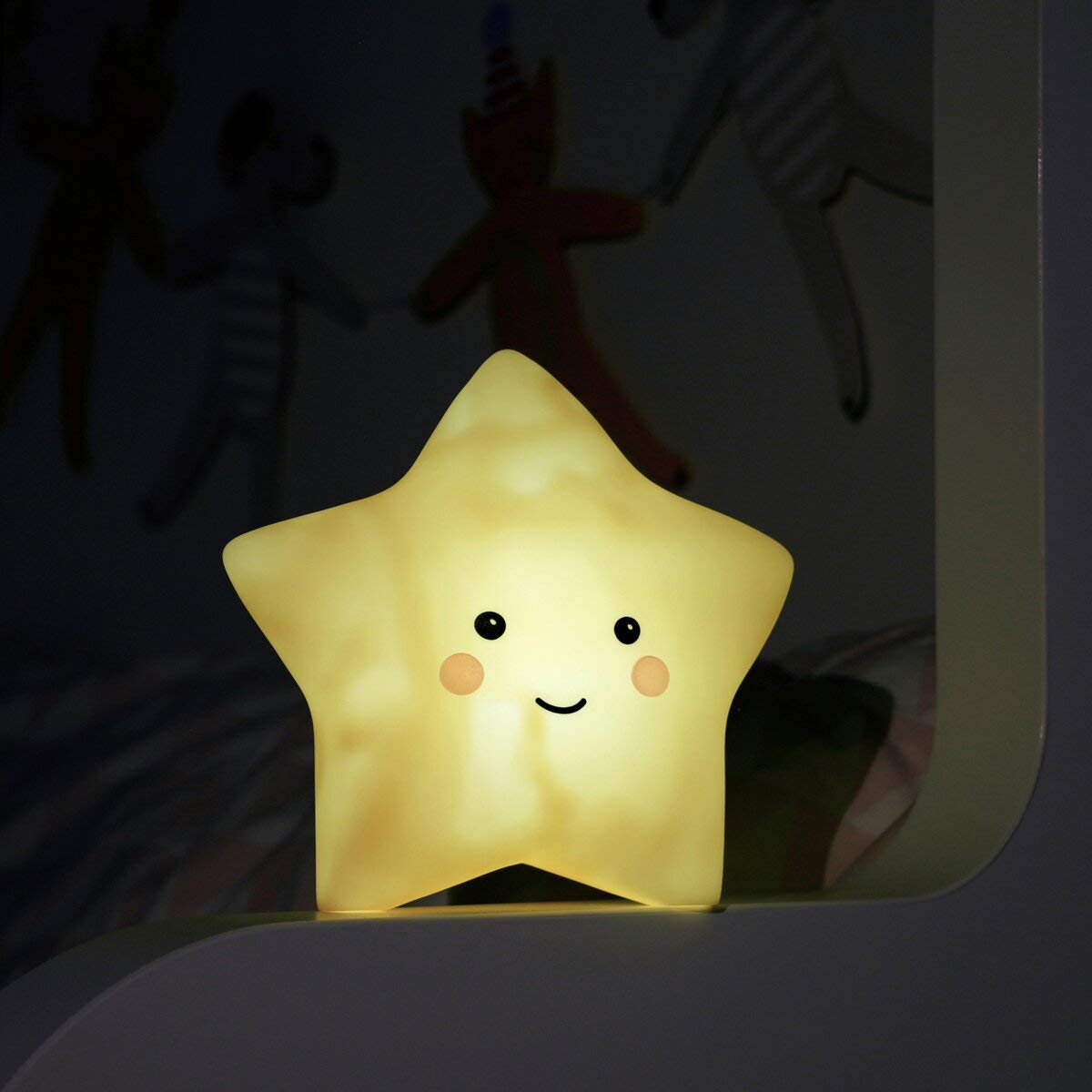 Reer lumilu Sweet Dreams Star, słodka lampka nocna z gwiazdami, wspaniały prezent na chrzest, prezent urodzinowy dla chłopców i dziewczynek, żółty, 52265