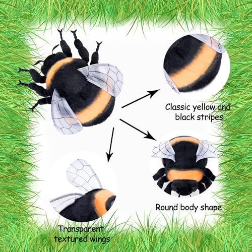 lilizzhoumax Hummel Plüschtier 20cm/7.8zoll Simuliertes Tier Kawaii Spielzeug Biene Realistische Kuscheltier Ostern Geschenk für Jungen Mädchen Kinder pelziges Stofftier