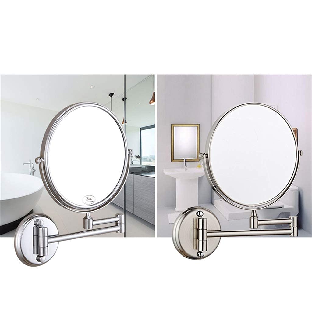 Espejo de Pared Espejo de baño Espejo de maquillaje Espejo de maquillaje de pared de doble cara Tocador de maquillaje de baño de afeitado con 3 aumentos giratorio Acabado dorado (8 pulgadas) (# 2 20 c