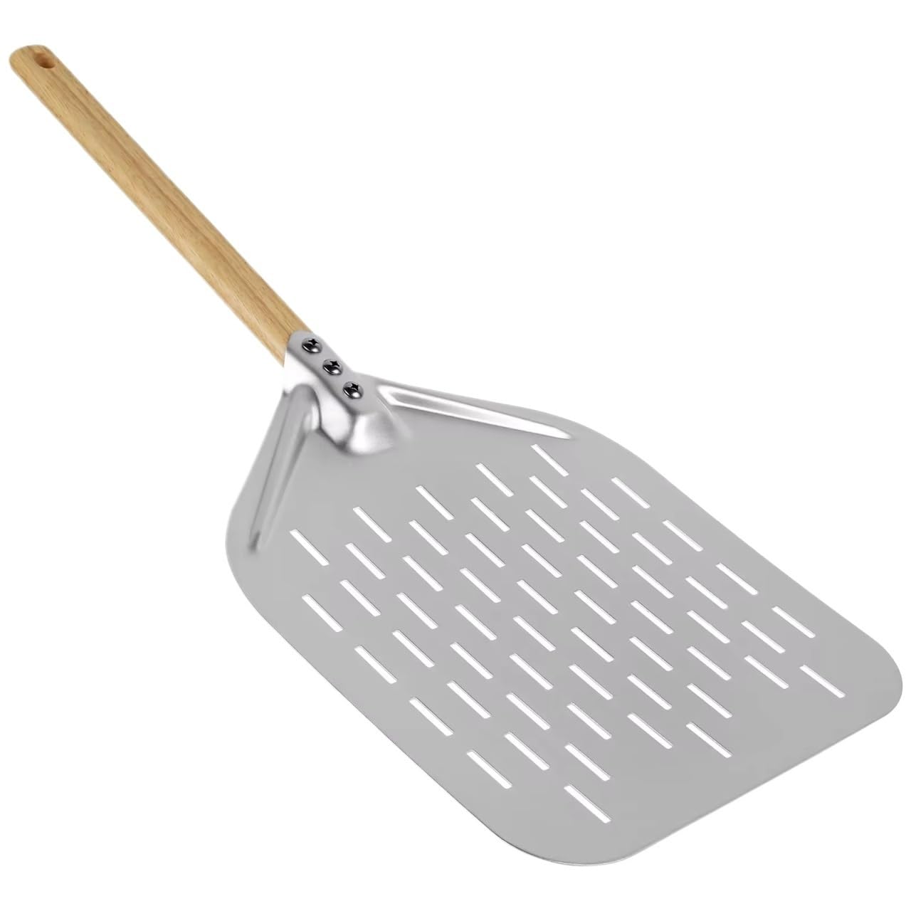 Pala Per Pizza Pala for pizza antiaderente perforata in lega di alluminio da 12 pollici con manico in legno, leggera, for crosta, strumento cottura staccabile