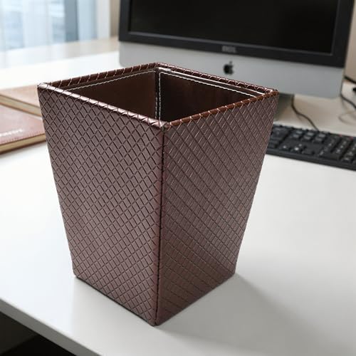 Image of Encasa XO Leather Dustbin for Home | 3 L (15x19 cm)(Small) Waste Bin for Bedroom, Washrooms, Kitchens Office, Hotel | Noise free, Floor Safe Trash Can | Textured Leather Garbage Bin - Copper