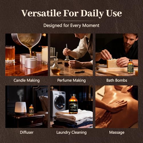 Image of Auelife 4oz Whiskey Tobacco Men Essential Oils for Diffusers for Home - Long Lasting Fragrance Oil for Candle & Soap Making, Father's Day & Birthday Gifts for Him, Masculine Scent for Men Gift