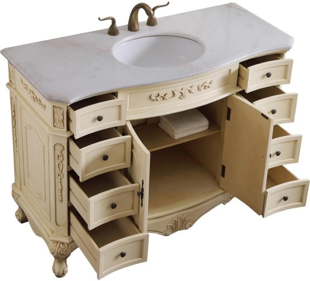 Elegant Decor Danville 48" Single Marble Top Bathroom Vanity in Light Beige