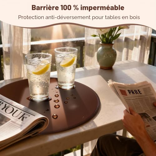 Sets de table ronds imperméables antidérapants et infroissables en PU