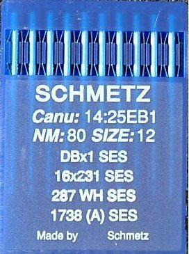 Schmetz Aghi per macchina da cucire industriale: 16 x 231 SES, punta a sfera/maglia, 80/12 (confezione da 100), compra 2 aghi e infila aghi (scatola singola)