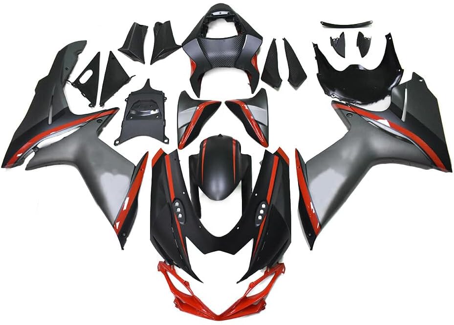 Injection Fairing Kit Fit for 2011-2023 Suzuki GSXR600 GSXR750 K11 Fairings GSX-R600 GSX-R750 2012 13 14 15 16 17 18 2019 2020 2021 2022 ABS Plastic Bodywork (Red & Gray & Black)