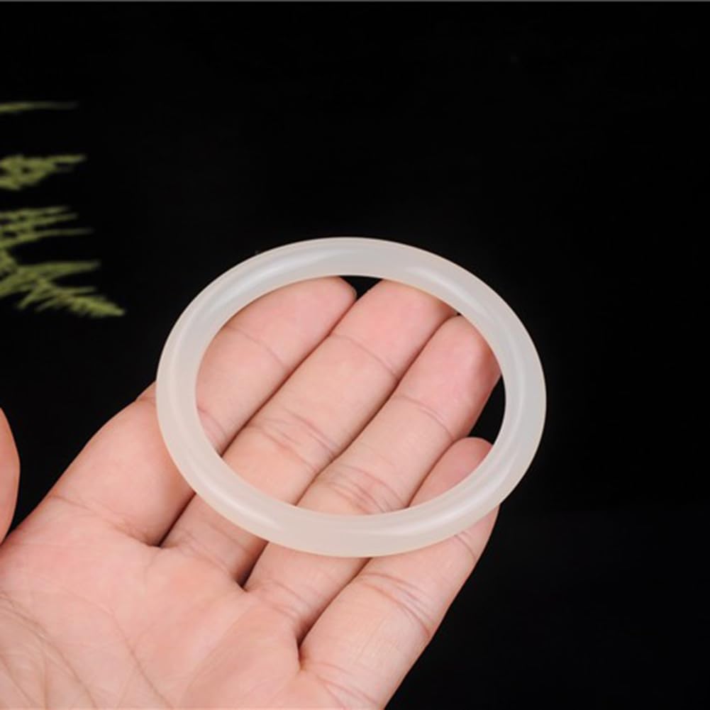 Brazalete de barra circular fina de jade blanco vintage Brazalete de jade clásico con luz de luna blanca Brazalete de la suerte para mujeres y niñas
