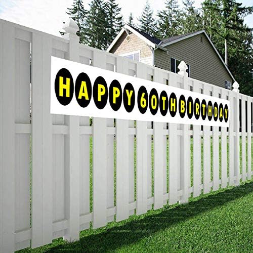 Maplelon Happy 60th Birthday Banner, 60 Birthday Party Sign Supplies Decorations