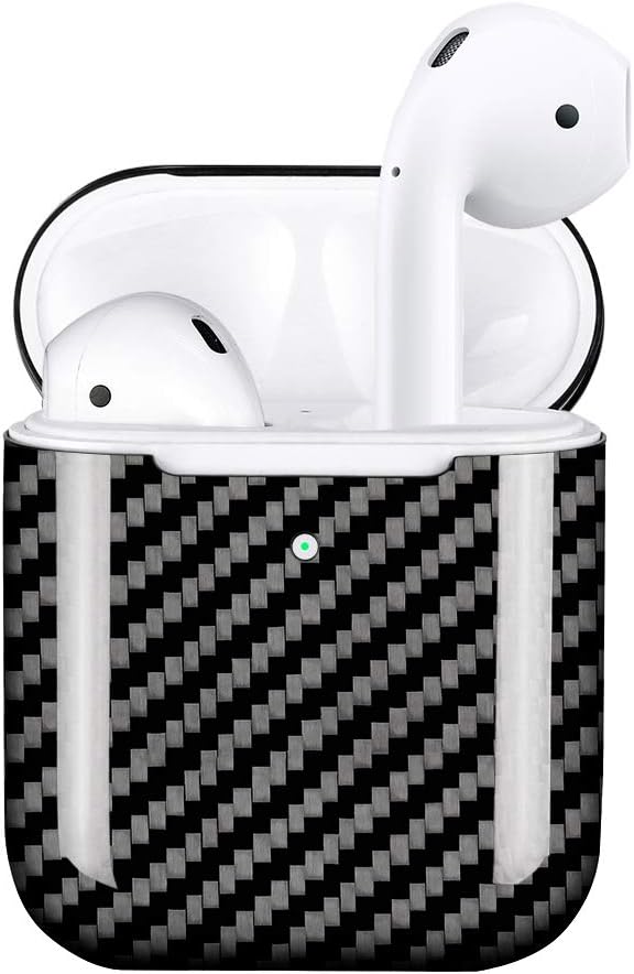 MONOCARBON Genuine Carbon Fiber Case Compatible for AirPods 2 with Wireless Charging Case Ultra Slim Carbon Fibre Cover for Apple Wireless Earbuds - Glossy Finishing