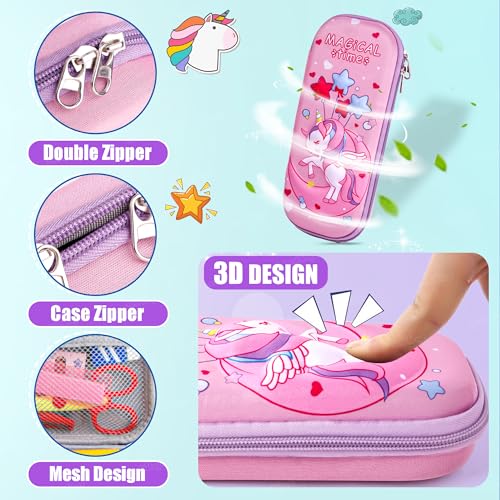Image of Zest 4 Toyz Unicorn Pencil Case for Kids Pencil Pouch Large Capacity Storage Box School Supplies for Girls & Boys -Pink Color