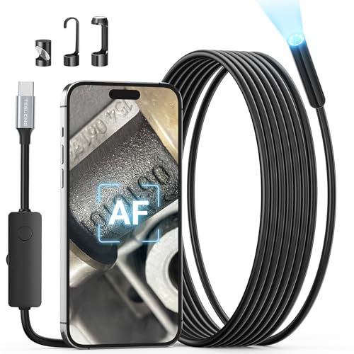 Teslong 2.0MP HD AF Auto Focus Borescope, 16.5ft Flexible Endoscope with Adjustable Lights, USB-C...