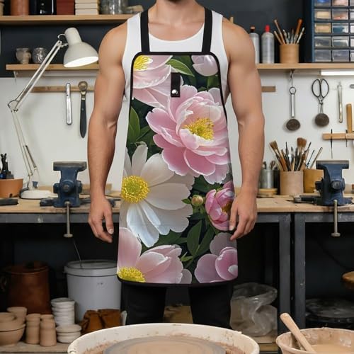 Delantal de trabajo con flores y peonías BTCOWZRV miniatura 4
