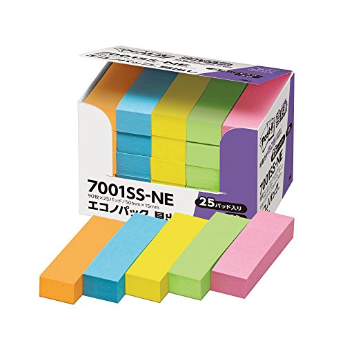 ポストイット 強粘着 付箋 見出し ネオンカラー 50×15mm 90枚×25パッド 7001SS-NE