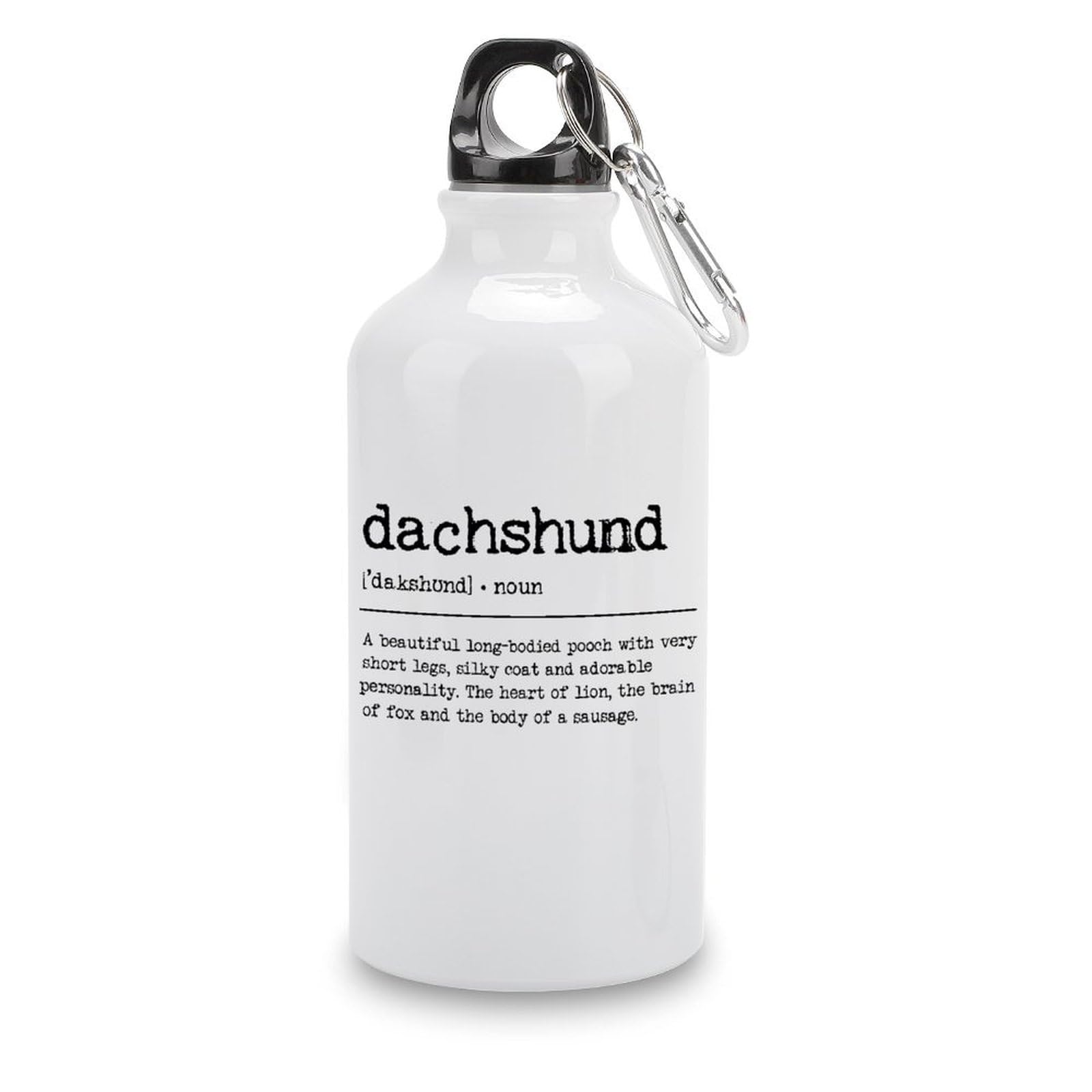 Dachshund Definition - Botellas de agua de acero inoxidable divertidas tipografía de definición de perro salchicha, botella de viaje portátil con hebilla para colgar, vaso para ciclismo, fitness,