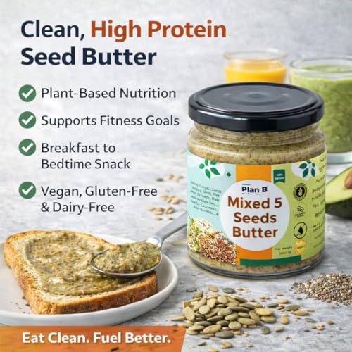 Image of Plan B Mixed Seeds Butter | 200g Jar | 5-Seed Blend Spread | Pumpkin, Sunflower, Melon, Flax & Chia | High Protein | Gluten-Free