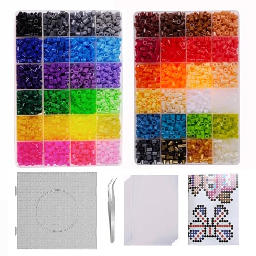 ZLLBTMO 4800pcs Fuse Beads Kit for Kids, 48 Colors 5mm Melting Beads Set