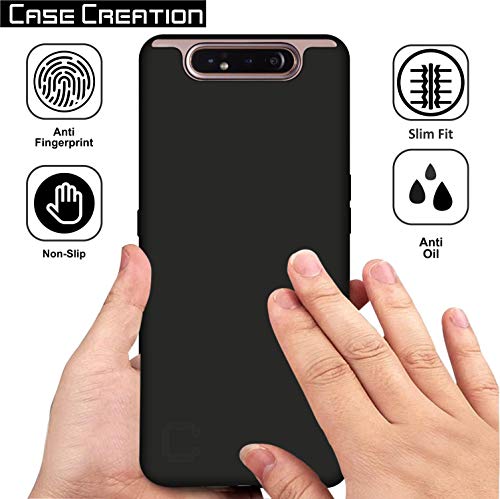 Image of Case Creation for Samsung Galaxy A80 2019 Back case, Samsung Galaxy A80 Slim Flexible Smart Look case with 360 Camera All Angle Protection (Pure Black)